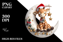 Whimsical Baby Giraffe Sleeping on Moon, PNG Product Image 2