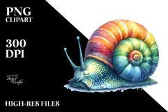 Colorful Watercolor Sleeping Snail | Clipart Product Image 2