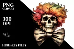 Retro Skull with Hair and Bow PNG Product Image 1