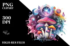 Colorfull Watercolor Magical Mushroom | Clipart Product Image 2