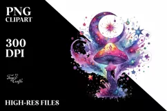 Colorful Watercolor Mushroom Splash | Clipart Product Image 1
