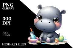 Charming Baby Hippo, Transparent PNG Product Image 2