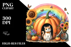 Colorful Cat House Scene | Sublimation | Clipart Product Image 1