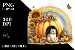 Colorful Cat House Scene | Sublimation | Clipart Product Image 1