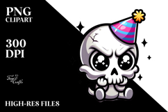 Aggressive Sugar Skull with Party Hat, Vector Art PNG Product Image 2