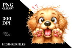 Happy Cartoon Golden Retriever PNG Product Image 2
