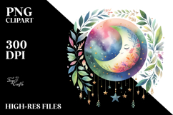 Watercolor Wimsical Moon | Sublimation | Clipart Product Image 2