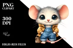 Mouse Big Eyes | Farm Jeans Raincoat Clipart Product Image 1