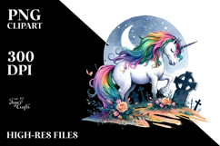 Vibrant Unicorn with Grave | Sublimation Clipart Product Image 2