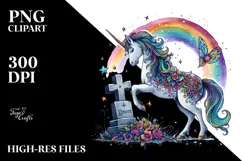 Vibrant Unicorn with Grave | Sublimation Clipart Product Image 2