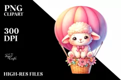 Cute Baby Lamb Sitting Hot Air Balloon Product Image 3