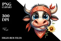 Confused Watercolor Ox Clipart: Sublimation Clipart Product Image 3