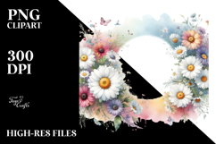 Colorful Daisy Frame, Sublimation PNG Product Image 2