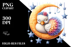 Baby Swan Sleeping Moon Stars Clipart Product Image 2