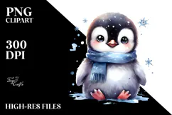 Digital Watercolor Baby Penguin PNG Product Image 2