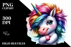 Vibrant Baby Unicorn Pose PNG Product Image 3