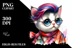Expressive Baby Cat Watercolor PNG Product Image 3