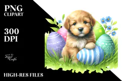 Playful Puppy in Grass, Transparent PNG Product Image 2