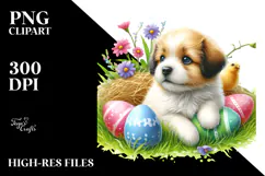 Playful Puppy in Grass, Transparent PNG Product Image 2
