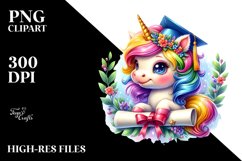 Colorful Baby Unicorn with Diploma PNG Product Image 3