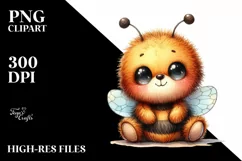 Vibrant Watercolor Brownish Baby Bee | Clipart Product Image 3
