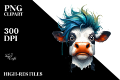 Cartoon Cow with Bandana in Jumping Pose, PNG Product Image 2
