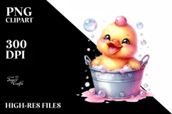 Cute Baby Duck in Bubbly Bucket | Clipart Product Image 1