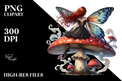 Gothic Fairy on Mushroom PNG Product Image 2