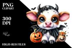 Energetic Baby Cow Dressed for Halloween PNG Product Image 2