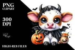 Energetic Baby Cow Dressed for Halloween PNG Product Image 2