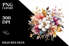 Vibrant Gold Foil Bouquet with Gardenia | Sublimation | Product Image 1