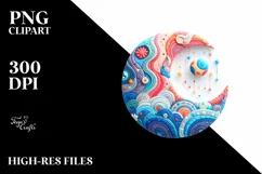 Colorful Moon Cosmos Watercolor | Clipart Product Image 3