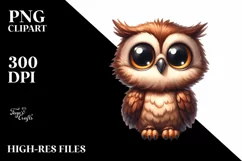 Shy Watercolor Owl Clipart: Sublimation Clipart Product Image 1