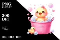 Cute Baby Duck on Bubbly Bucket | Clipart Product Image 1