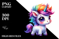 Cute Baby Unicorn Watercolor Drawing Product Image 2