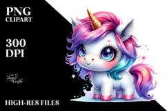 Cute Baby Unicorn Watercolor Drawing Product Image 2