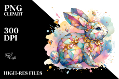 Colorful Pastel Bunny Made of Diamonds PNG Product Image 2