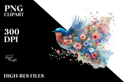 Spring Bird Flower Painting, PNG Product Image 2