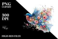 Spring Bird Flower Painting, PNG Product Image 2