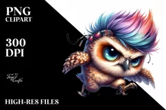 Aggressive Baby Owl Watercolor PNG Product Image 1