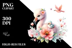 Flamingo on Flower, Transparent PNG Product Image 2