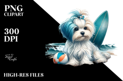 Watercolor Maltese Sitting in Sand | Sublimation Clipart Product Image 2