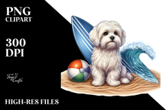 Watercolor Maltese Sitting in Sand | Sublimation Clipart Product Image 2