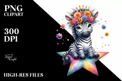 Vibrant Zebra with Flower Crown PNG Product Image 1