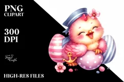 Cute Baby Chicken Cuddling Sailor | Sublimation | Clipart Product Image 3
