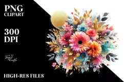 Colorful Abstract Bouquet with Gold Foil Gerbera | Product Image 1