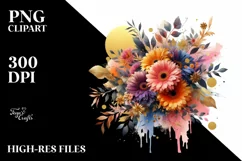 Colorful Abstract Bouquet with Gold Foil Gerbera | Product Image 1