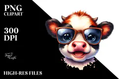 Funny Cow with Sunglasses PNG Product Image 2