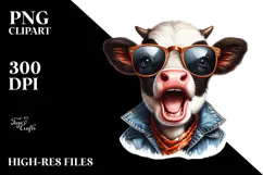 Funny Baby Cow with Sunglasses PNG Product Image 2