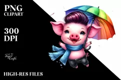 Watercolor Pig Portrait, Transparent PNG Product Image 1